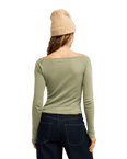 The Roxy Womens Candied Coastline Long Sleeve Top in Oil Green