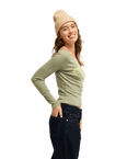 The Roxy Womens Candied Coastline Long Sleeve Top in Oil Green