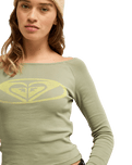 The Roxy Womens Candied Coastline Long Sleeve Top in Oil Green