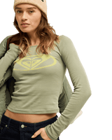 The Roxy Womens Candied Coastline Long Sleeve Top in Oil Green