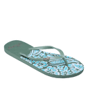 New Viva Printed Flip Flops in Oil Green
