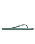 New Viva Printed Flip Flops in Oil Green
