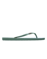 New Viva Printed Flip Flops in Oil Green