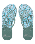 New Viva Printed Flip Flops in Oil Green