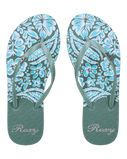 New Viva Printed Flip Flops in Oil Green