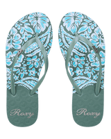 New Viva Printed Flip Flops in Oil Green