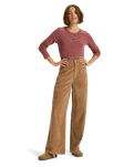 The Roxy Womens Surf On Cloud Corduroy Trousers in Woodsmoke
