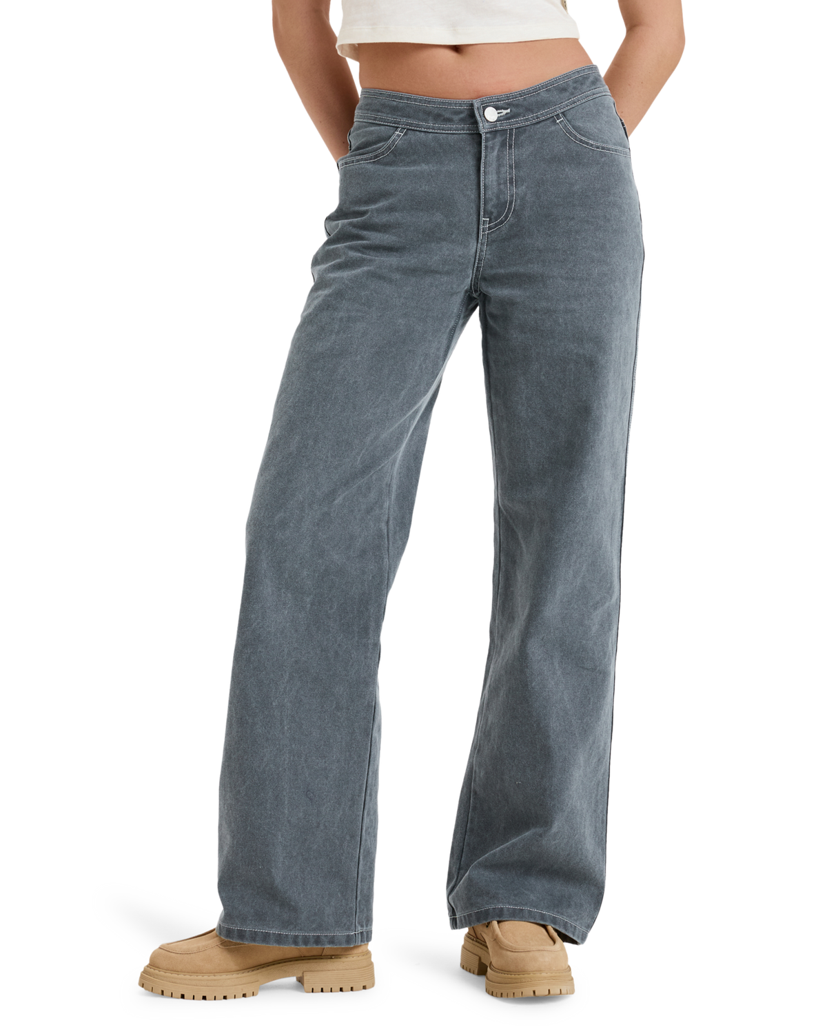 The Roxy Womens Chloe Kim Pop Stitch Trousers in True Black