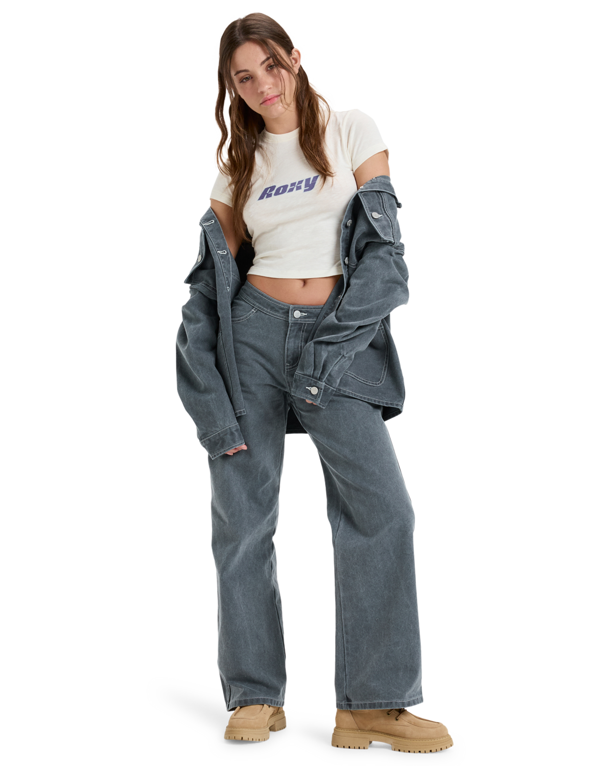 The Roxy Womens Chloe Kim Pop Stitch Trousers in True Black