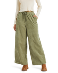The Roxy Womens Lekeitio Knit Corduroy Trousers in Oil Green