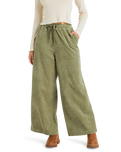 The Roxy Womens Lekeitio Knit Corduroy Trousers in Oil Green