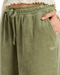 The Roxy Womens Lekeitio Knit Corduroy Trousers in Oil Green