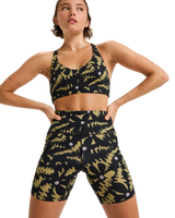 The Roxy Womens Heart Into It Sport Biker Shorts in Anthracite Big Flowers