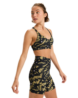 The Roxy Womens Heart Into It Sport Biker Shorts in Anthracite Big Flowers