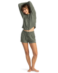 The Roxy Womens Saturdaze Cosy Shorts in Agave Green