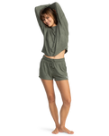 The Roxy Womens Saturdaze Cosy Shorts in Agave Green