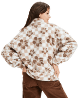 The Roxy Womens Jive Talking Bonded Half Zip Fleece Jacket in Egret Hibi Square