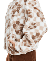 The Roxy Womens Jive Talking Bonded Half Zip Fleece Jacket in Egret Hibi Square