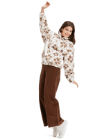 The Roxy Womens Jive Talking Bonded Half Zip Fleece Jacket in Egret Hibi Square