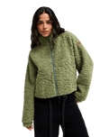 The Roxy Womens Blurry Cloud Zip Fleece Jacket in Oil Green