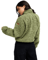 The Roxy Womens Blurry Cloud Zip Fleece Jacket in Oil Green