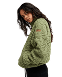 The Roxy Womens Blurry Cloud Zip Fleece Jacket in Oil Green