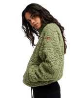 The Roxy Womens Blurry Cloud Zip Fleece Jacket in Oil Green