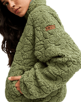 The Roxy Womens Blurry Cloud Zip Fleece Jacket in Oil Green