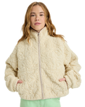 The Roxy Womens Blurry Cloud Zip Fleece Jacket in Parchment