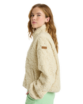 The Roxy Womens Blurry Cloud Zip Fleece Jacket in Parchment