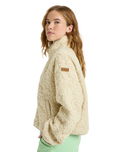 The Roxy Womens Blurry Cloud Zip Fleece Jacket in Parchment