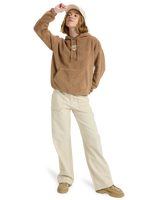 The Roxy Womens Cool Calling Polar Fleece Hoodie in Woodsmoke