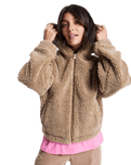 The Roxy Womens City Track Oversized Hooded Zip Fleece Jacket in Woodsmoke