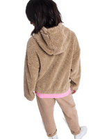 The Roxy Womens City Track Oversized Hooded Zip Fleece Jacket in Woodsmoke