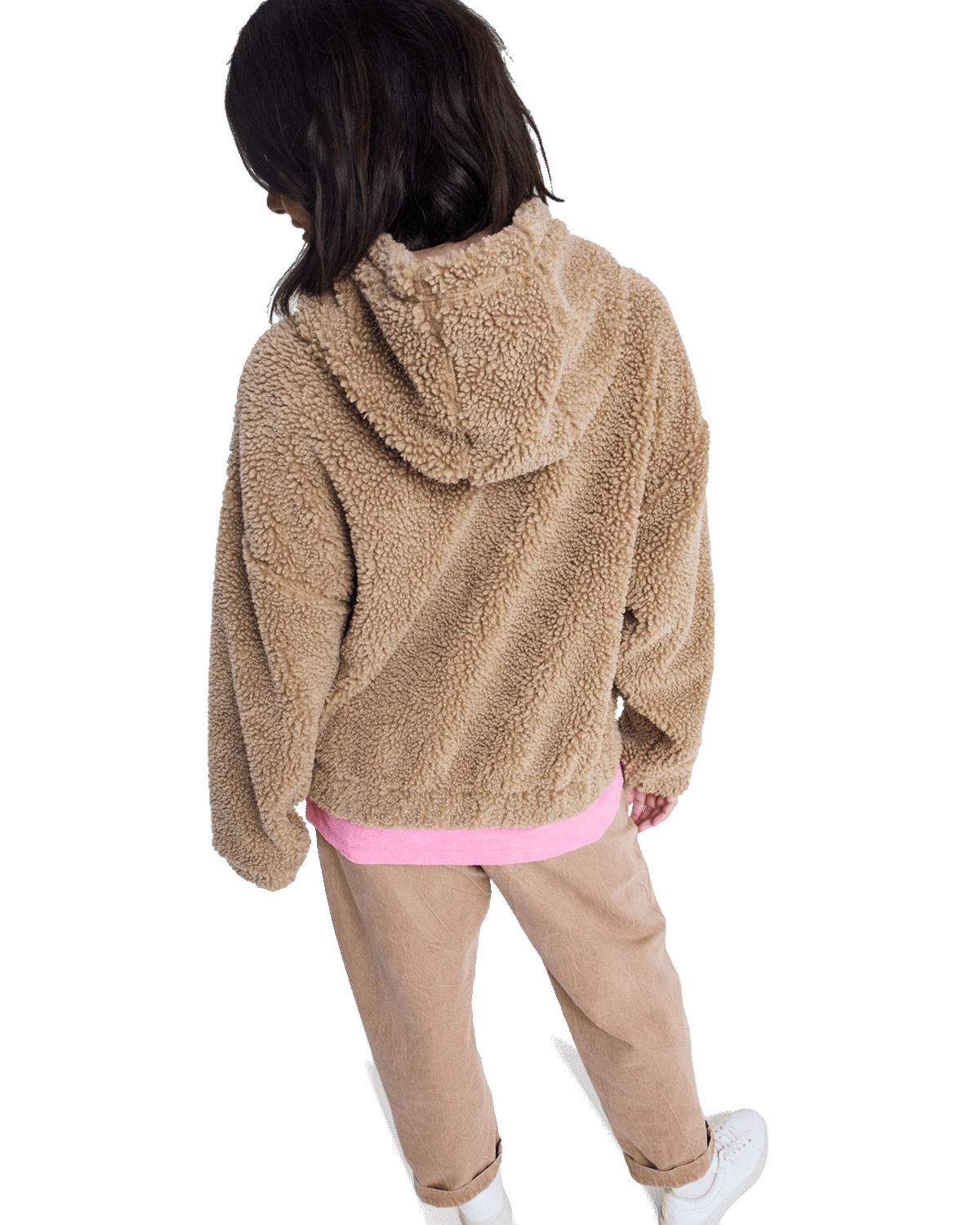 The Roxy Womens City Track Oversized Hooded Zip Fleece Jacket in Woodsmoke