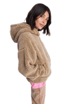 The Roxy Womens City Track Oversized Hooded Zip Fleece Jacket in Woodsmoke