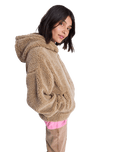 The Roxy Womens City Track Oversized Hooded Zip Fleece Jacket in Woodsmoke