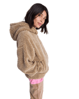 The Roxy Womens City Track Oversized Hooded Zip Fleece Jacket in Woodsmoke