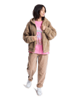 The Roxy Womens City Track Oversized Hooded Zip Fleece Jacket in Woodsmoke