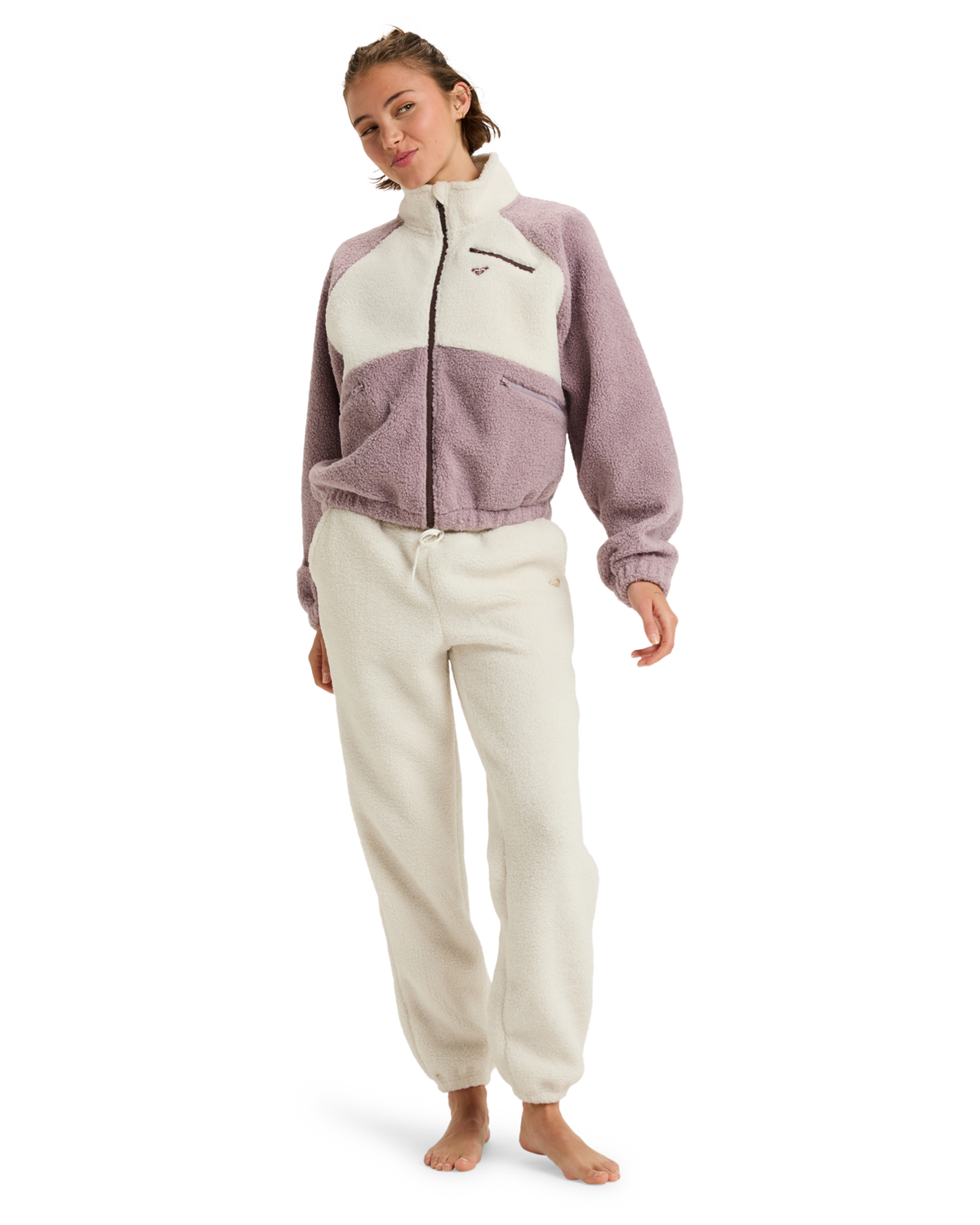 The Roxy Womens Waves Of Warmth Colourblock Fleece Jacket in Nirvana