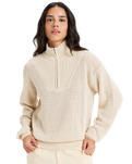 The Roxy Womens Memories Of Sun 1/2 Zip Sweatshirt in Parchment