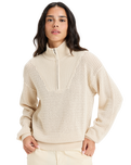 The Roxy Womens Memories Of Sun 1/2 Zip Sweatshirt in Parchment