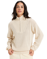 The Roxy Womens Memories Of Sun 1/2 Zip Sweatshirt in Parchment