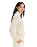 The Roxy Womens Memories Of Sun 1/2 Zip Sweatshirt in Parchment