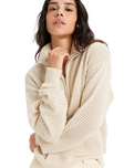 The Roxy Womens Memories Of Sun 1/2 Zip Sweatshirt in Parchment