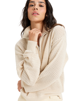 The Roxy Womens Memories Of Sun 1/2 Zip Sweatshirt in Parchment