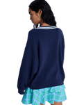 Surf School V-Neck Jumper in Mood Indigo
