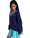 Surf School V-Neck Jumper in Mood Indigo