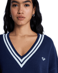 Surf School V-Neck Jumper in Mood Indigo