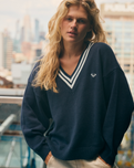 Surf School V-Neck Jumper in Mood Indigo
